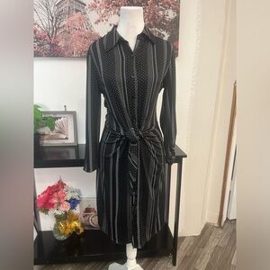 Emma & Michele Women Dress Medium Collared Long Sleeve belted waist Long Sleeve